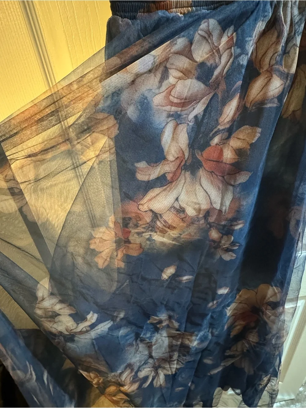 NWT Kamila Tulle Maxi Dress | Dark Blue Floral - L - Picture 5 of 5